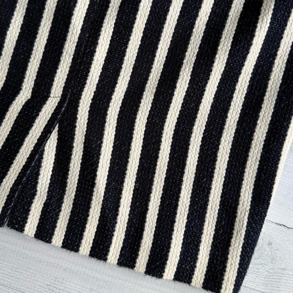 Vintage Talbots Navy & White Woven Cotton Striped Pencil Skirt 4P - Picture 6 of 7
